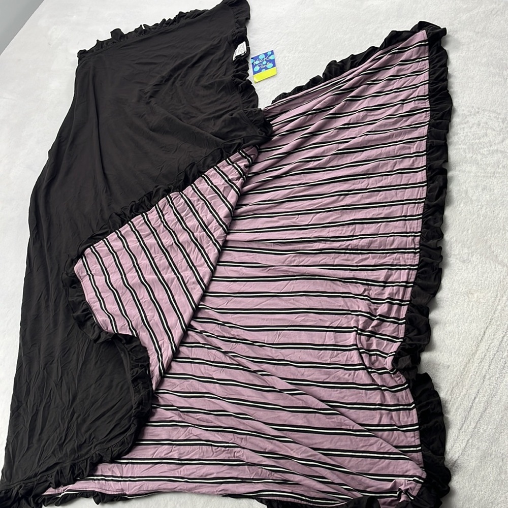 NEW Kickee Pants Print Ruffle Toddler Blanket Elderberry Kenya Stripe - Picture 1 of 6